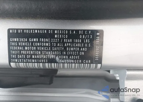 2014 Volkswagen Beetle 2.5L from USA, damaged, VIN 3VWJX7AT9EM614953